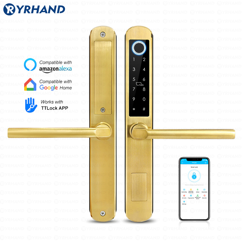 Letter Opener Brass - IP66 ทองสแตนเลสกระจกบานเลื่อนสมาร์ทล็อค Ttlock App กับ Google