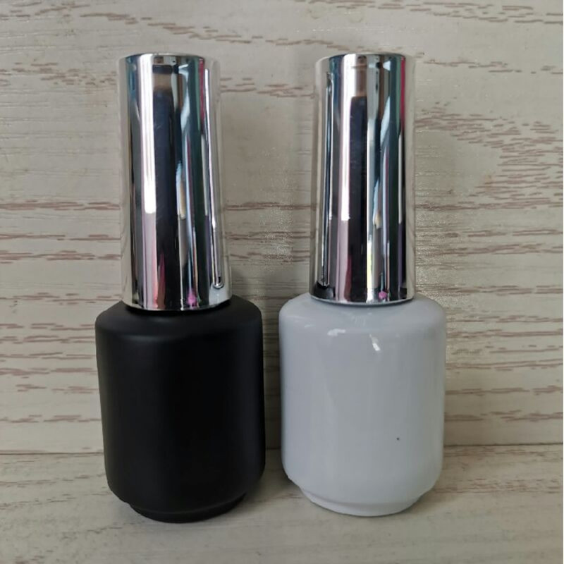 Gel Refill Pack - ขายส่ง 8ml เล็บกาวขวดคอนเทนเนอร์แก้วเล็บเจลบรรจุแปรงบาร์สีขาวสีดําขวด SilverLid