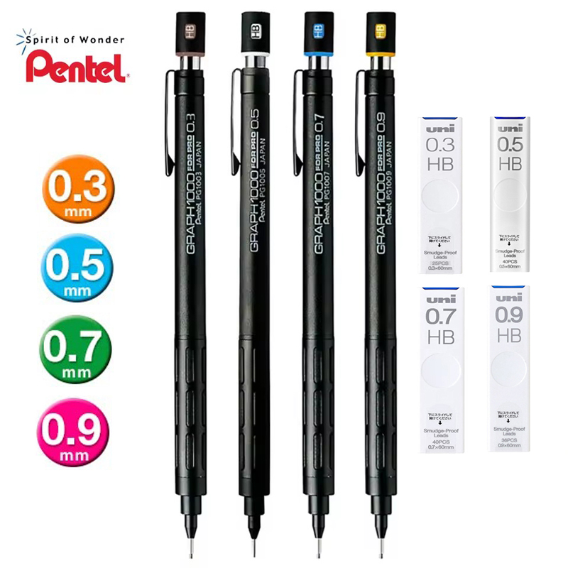 Mechanical Pencil 0.3 - Pentel PG1000 Graph สําหรับ PRO ดินสอสีดํา,0.3