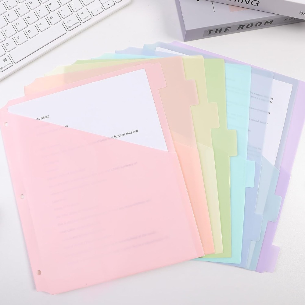 Tab Divider A4 - 8 ชิ้น แผ่นแบ่งแฟ้ม A4 สีพาสเทล สำหรับแฟ้ม