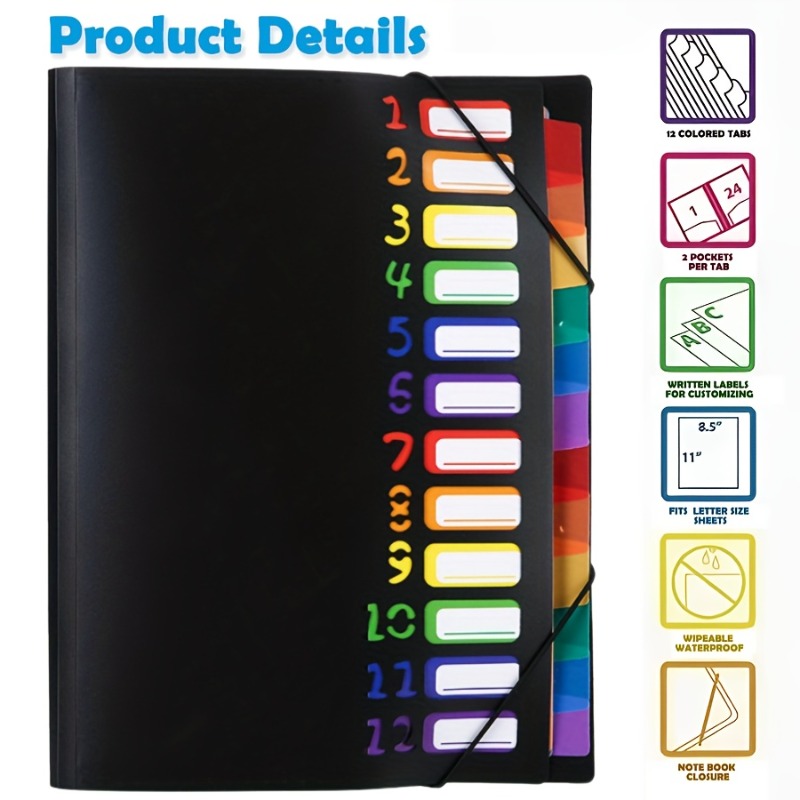 Tab Divider A4 - 1 ชิ้น แฟ้มเอกสาร A4 หลายชั้น สีดำ/ขาว
