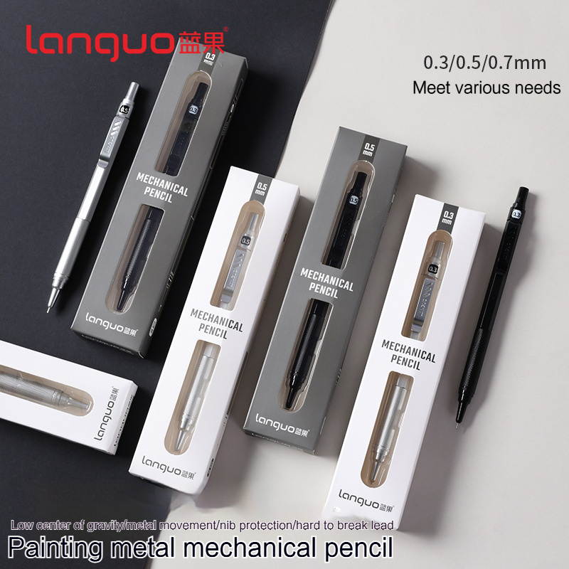 Mechanical Pencil 0.3 - Languo ดินสออัตโนมัติยางลบโลหะสําหรับ Sketch Art Drawing ร่างวิศวกรรมดินสออัตโนมัติ
