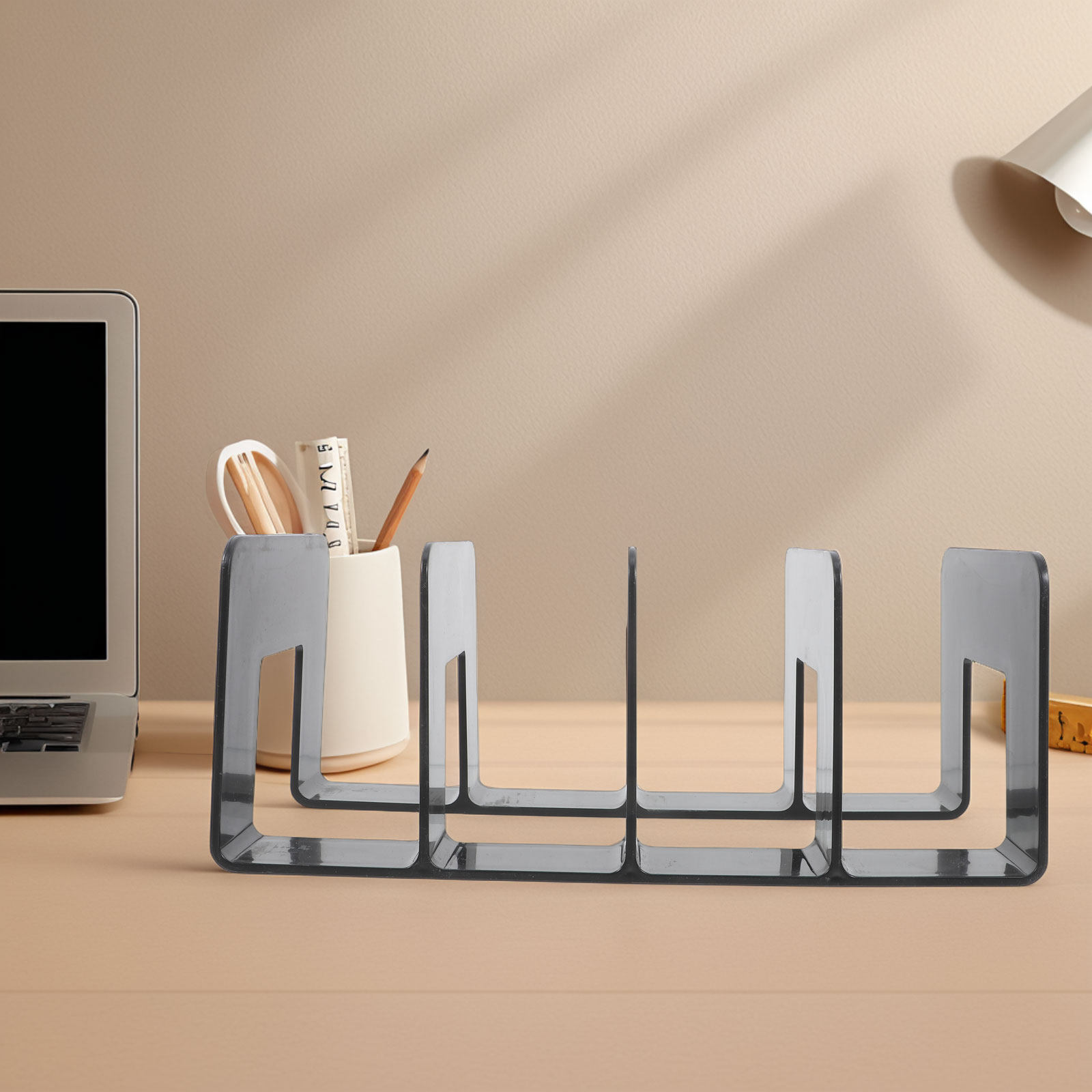 Magazine Holder Rack - ที่จัดเก็บหนังสือแบบหลายช่องสำหรับโต๊ะทำงาน สำนักงาน บ้าน ห้องสมุด ชั้นวางหนังสือ ที่วางนิตยสาร