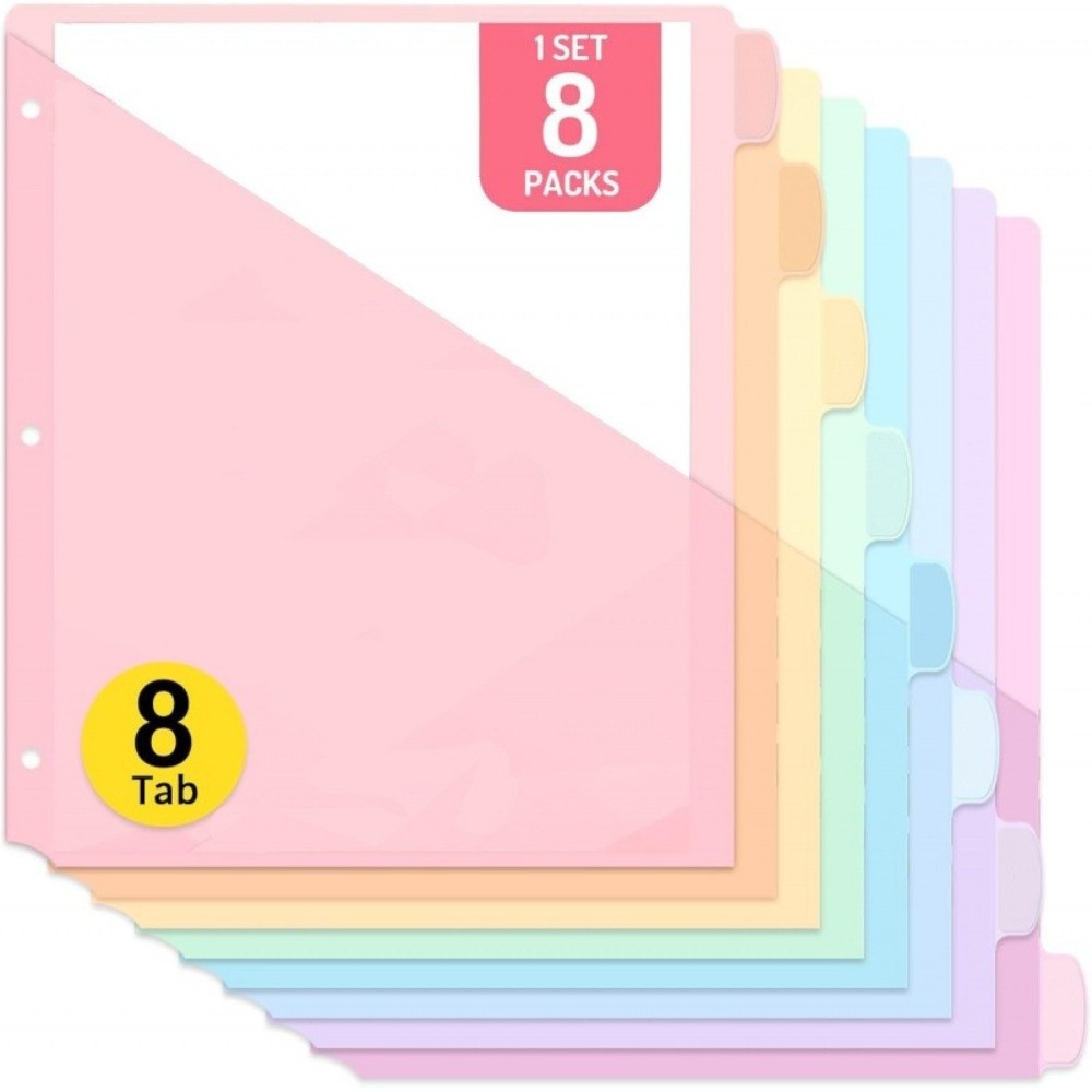 Tab Divider A4 - 8 ชิ้น แผ่นแบ่งแฟ้ม A4 สีพาสเทล แผ่นแบ่ง